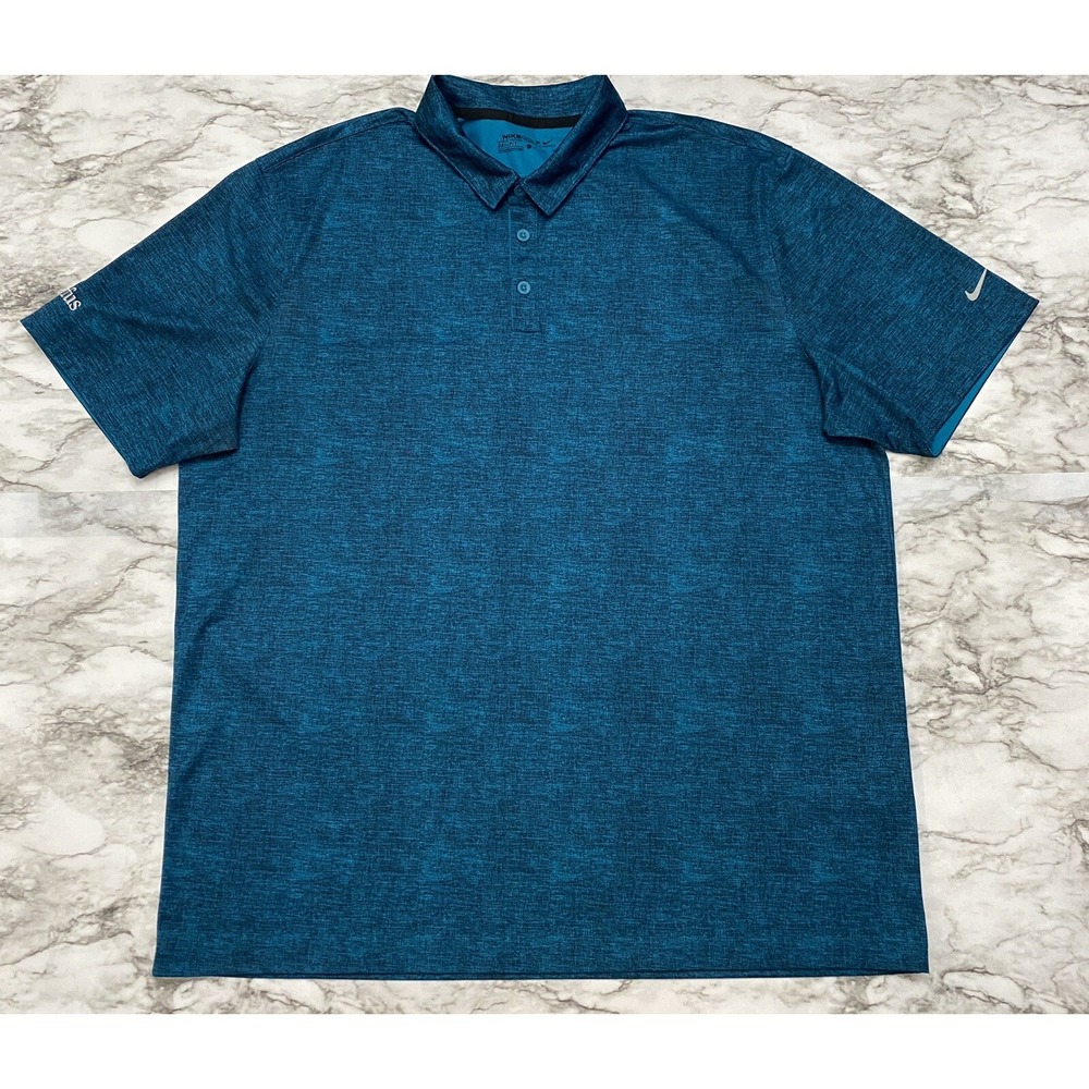 Nike Golf Polo Mens Shirt XL Blue Black‎ Heathered Dri Fit Short Sleeve Dreyfus